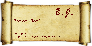 Boros Joel névjegykártya